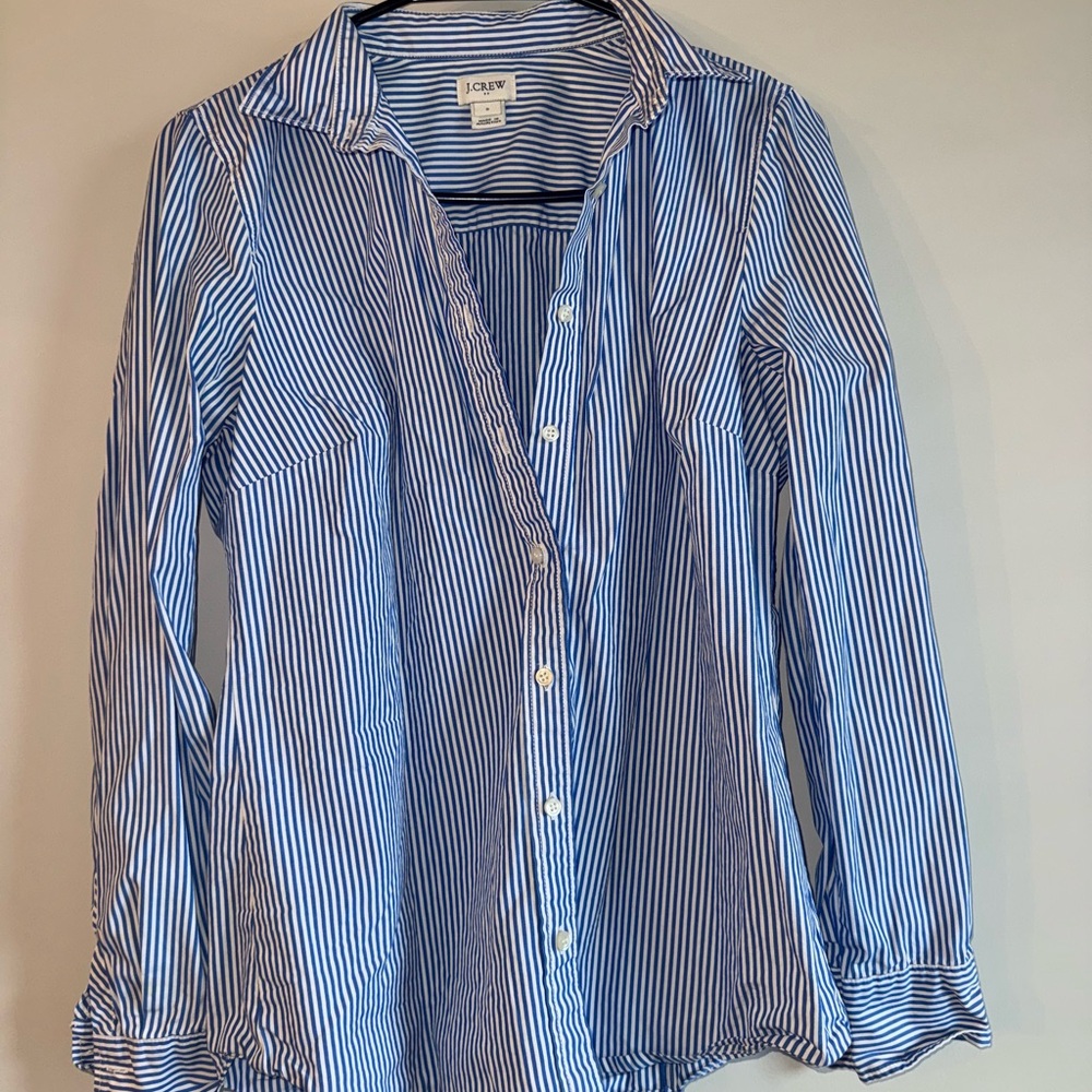 J. Crew Navy and White Striped Shirt